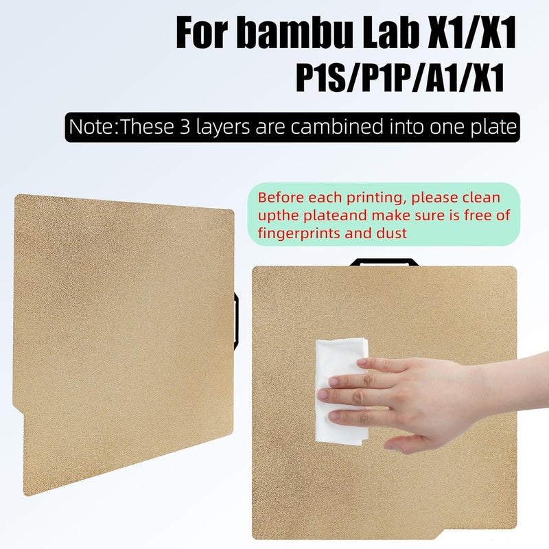 GOMENL Build Plate 257x257mm - Build Plate for Bambu Lab P1P/P1S /X1/X1C/X1E/A1 3D Printer, 3D Printer Spring Steel Removable Platform (Double Side Textured PEI) - Image 3